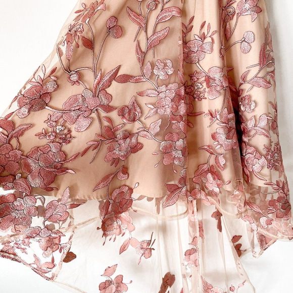 TWO SISTERS SASKIA HIGH LOW DRESS EMBROIDERY ROSE Sz XS/2 - Picture 13 of 16